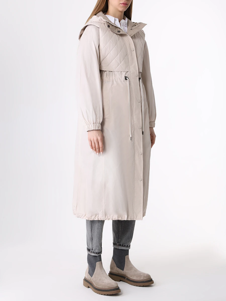 Плащ однотонный BRUNELLO CUCINELLI MB5749519 C7460 Бежевый  Фото 4