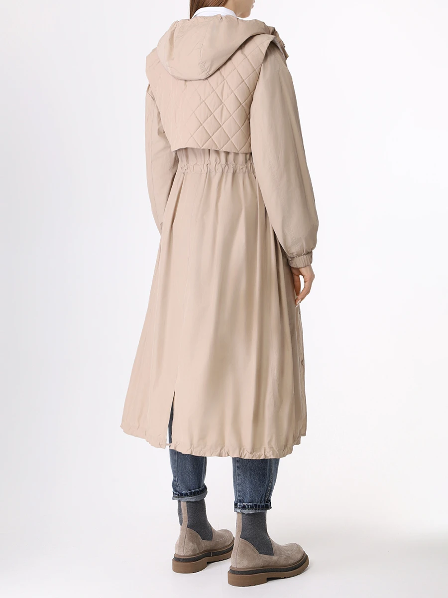 Плащ однотонный BRUNELLO CUCINELLI MB5749519 C8634 Бежевый  Фото 3