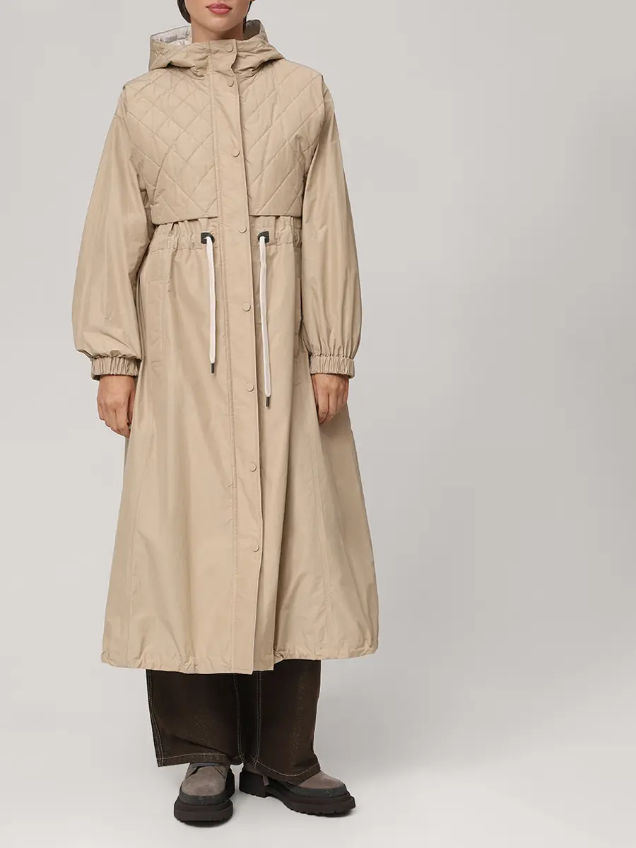 Плащ однотонный BRUNELLO CUCINELLI MB5749519 C8634 Бежевый  Фото 4