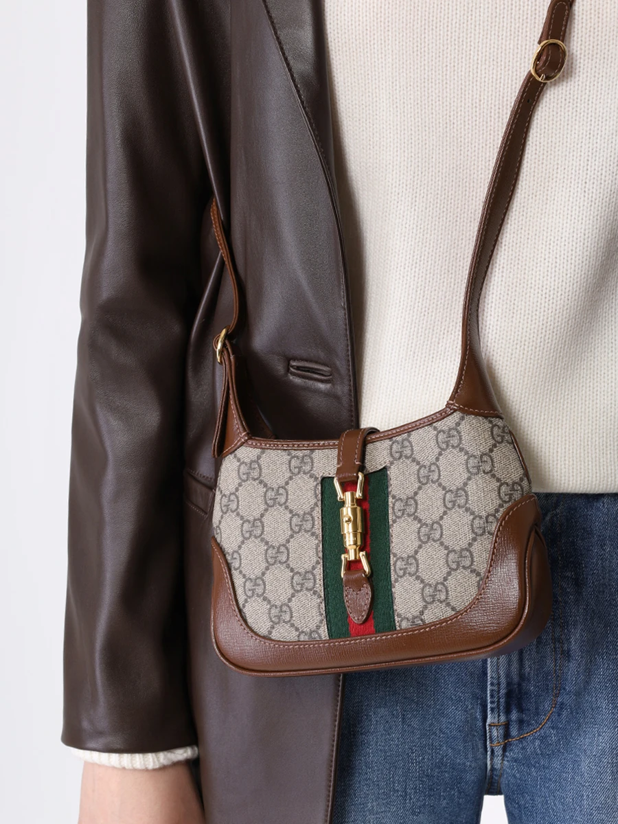 Сумка комбинированная Jackie 1961 GUCCI 637092HUHHG 8565 Коричневый  Фото 2