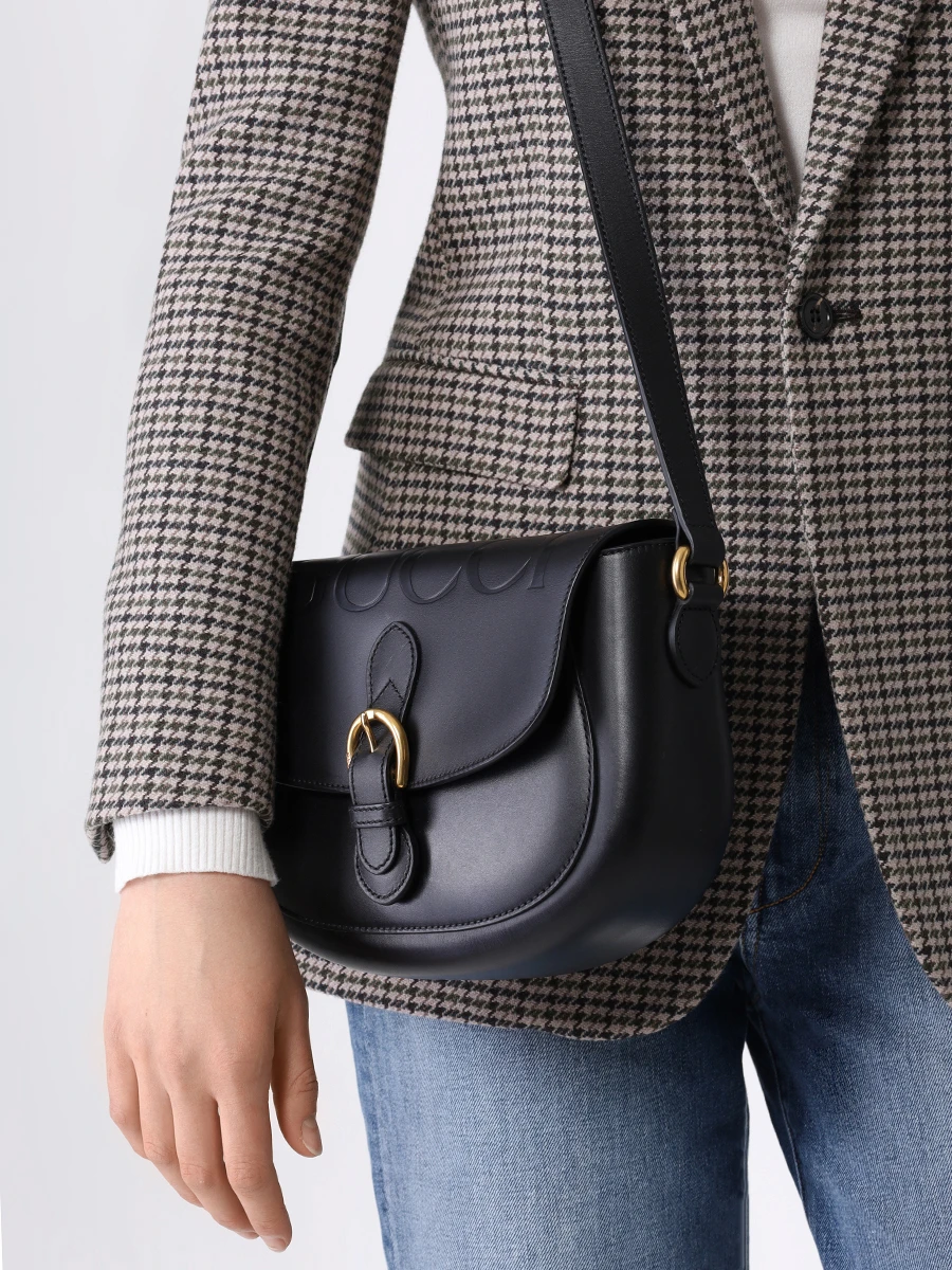 Сумка кожаная GG Marmont GUCCI 675923UD0FT 1000 Черный  Фото 2