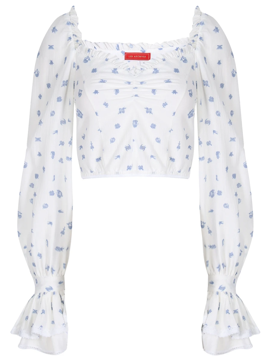 Блуза из вискозы LES ARCHIVES LA_061, размер 40, цвет белый - фото 1
