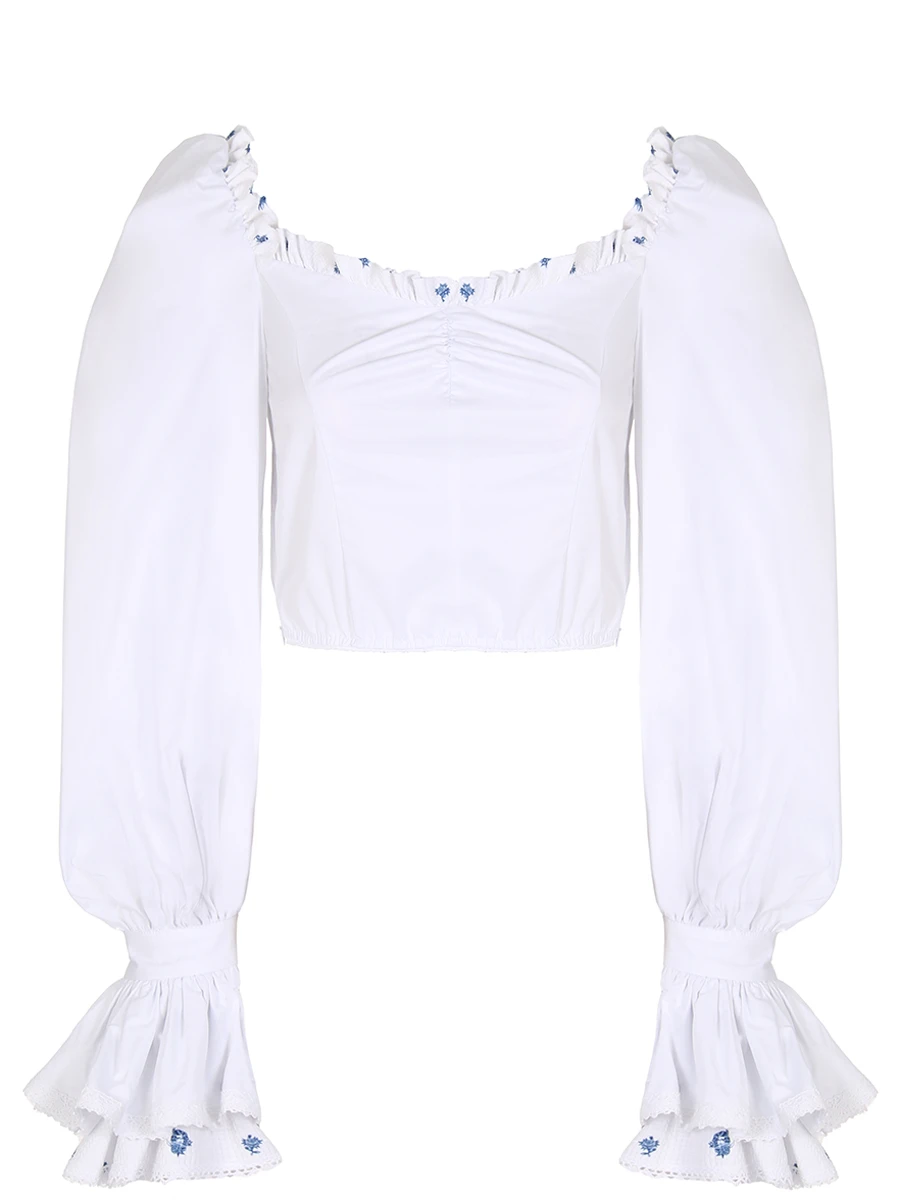 Блуза хлопковая LES ARCHIVES LA_061, размер 38, цвет белый - фото 1