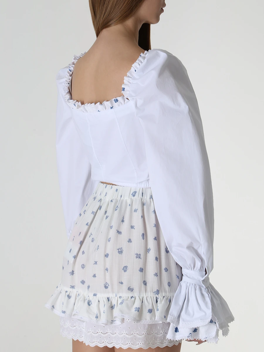 Блуза хлопковая LES ARCHIVES LA_061, размер 38, цвет белый - фото 3