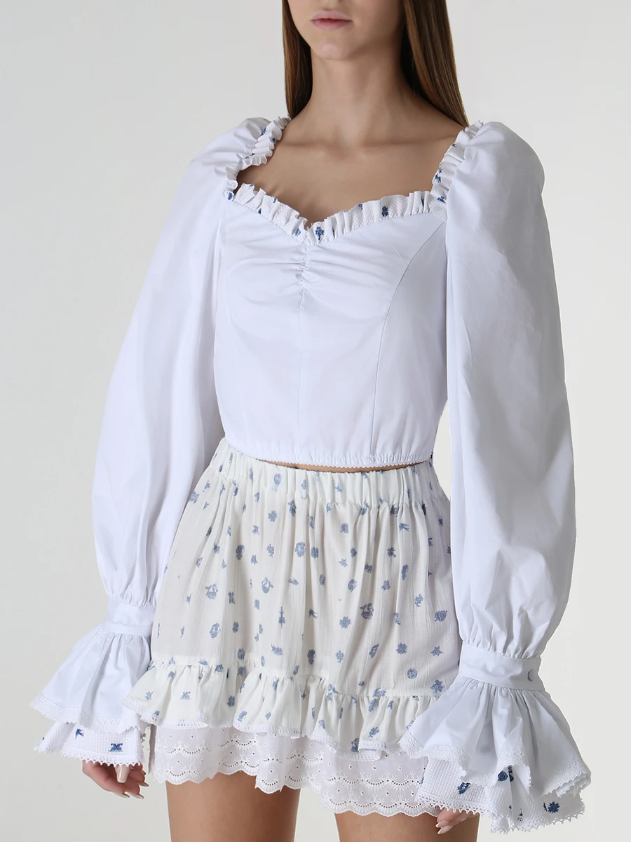 Блуза хлопковая LES ARCHIVES LA_061, размер 38, цвет белый - фото 4