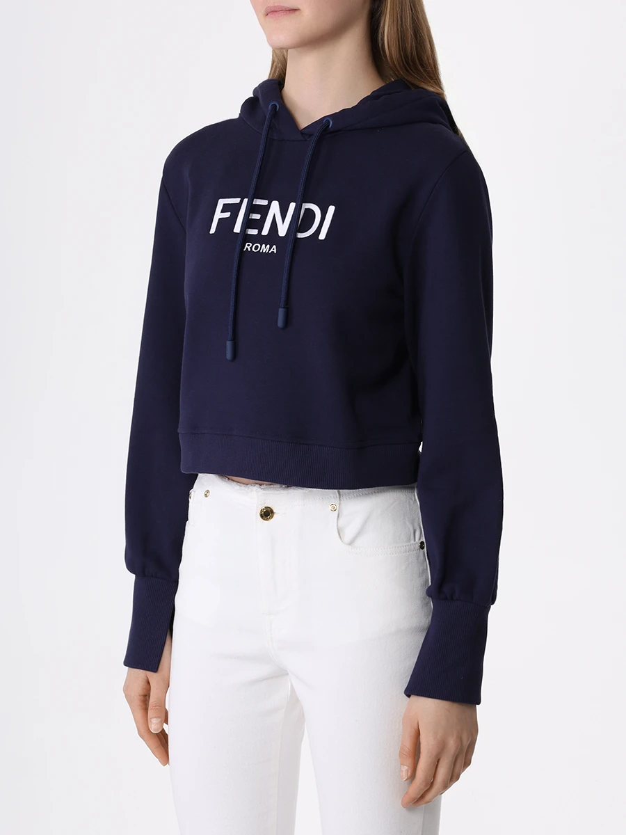Худи хлопковое FENDI FS7516ALCB F1IHG Синий  Фото 4