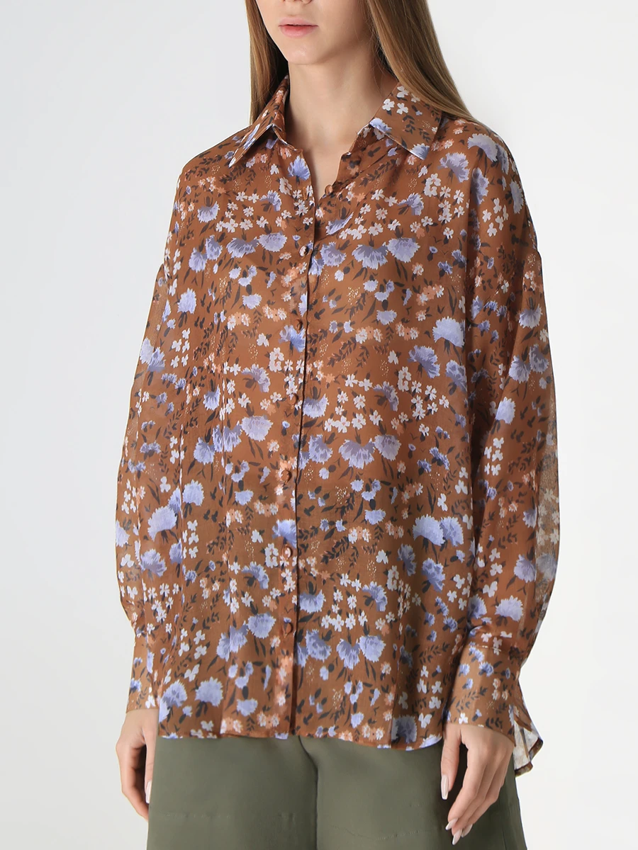 Блуза с принтом INSHADE W002459_8, размер 40, цвет коричневый - фото 4
