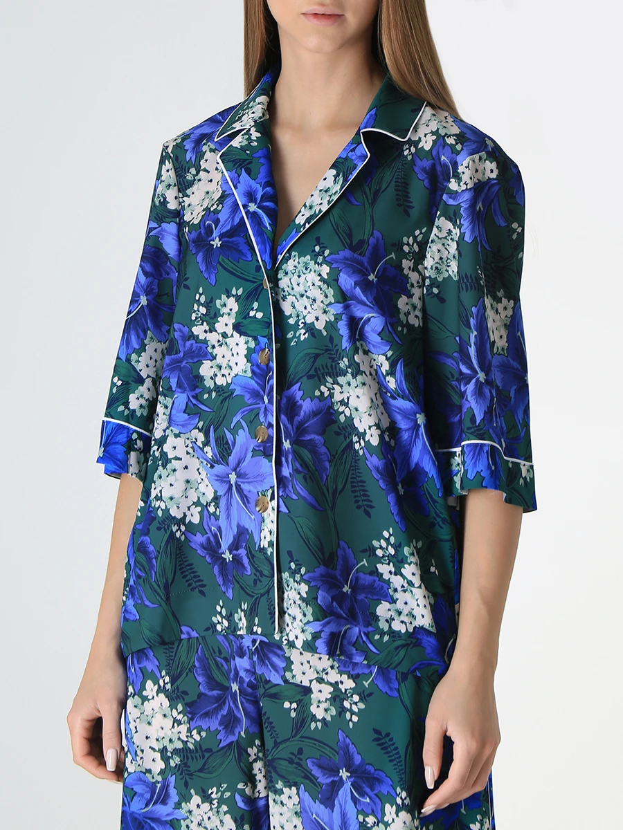 Блуза с принтом INSHADE W002460_4, размер 40, цвет зеленый - фото 4