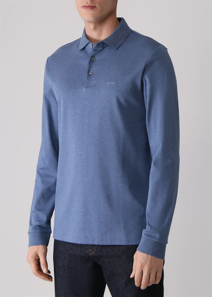 Поло хлопковое BOSS 50468392/438 Синий  Фото 4