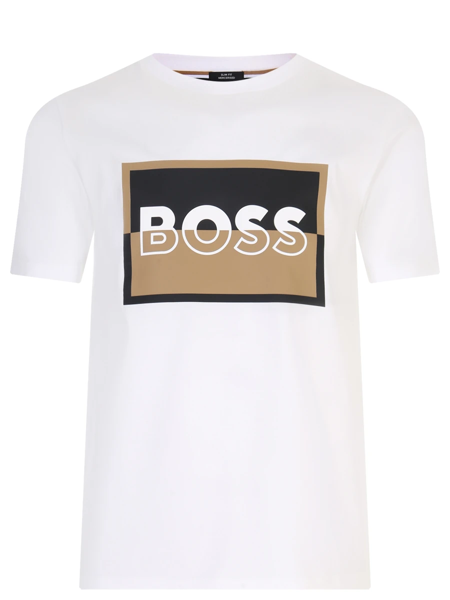 

Футболка Slim Fit хлопковая с принтом, Белый, 50481602/100