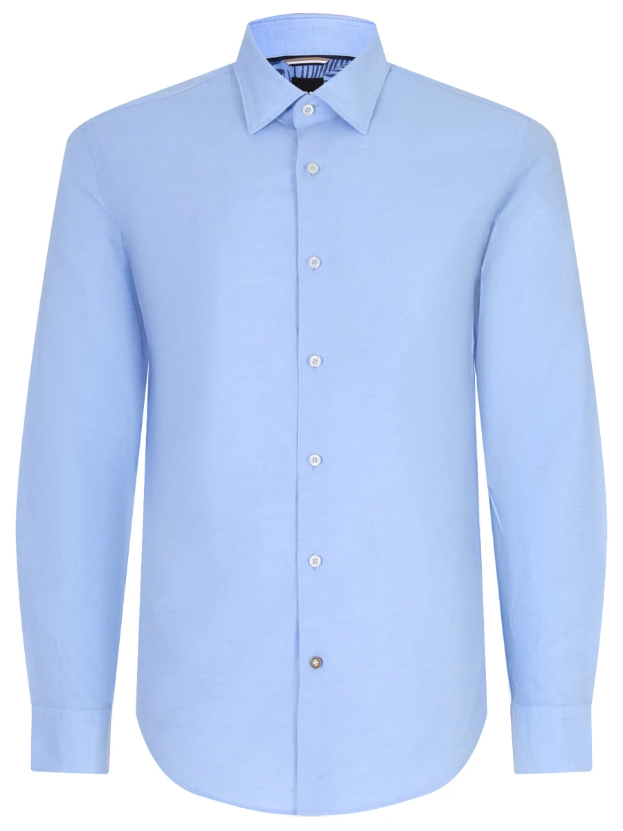 

Рубашка Casual Fit из хлопка и льна, Голубой, 50490426/450