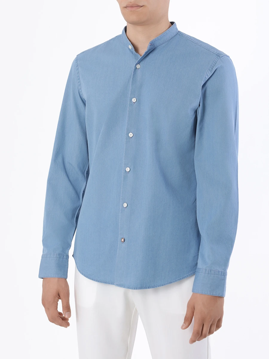 Рубашка Casual Fit хлопковая BOSS 50491577/460, размер 48, цвет голубой 50491577/460 - фото 4