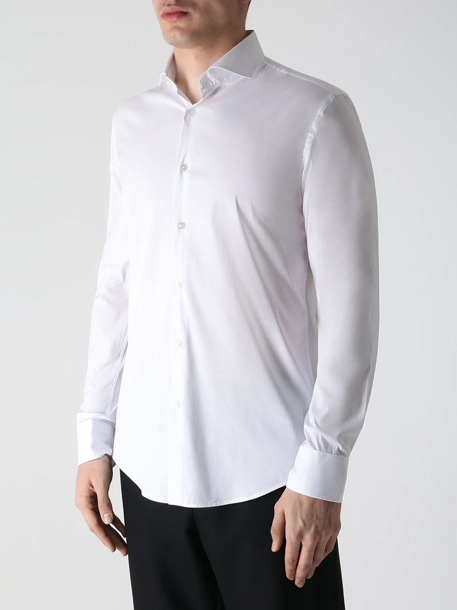 Рубашка Slim Fit хлопковая BOSS 50460918/100, размер 46, цвет белый 50460918/100 - фото 4