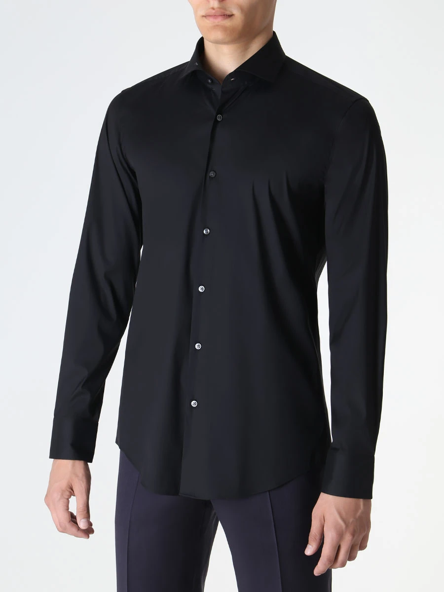 Рубашка Slim Fit хлопковая BOSS 50460918/001, размер 52, цвет черный 50460918/001 - фото 4