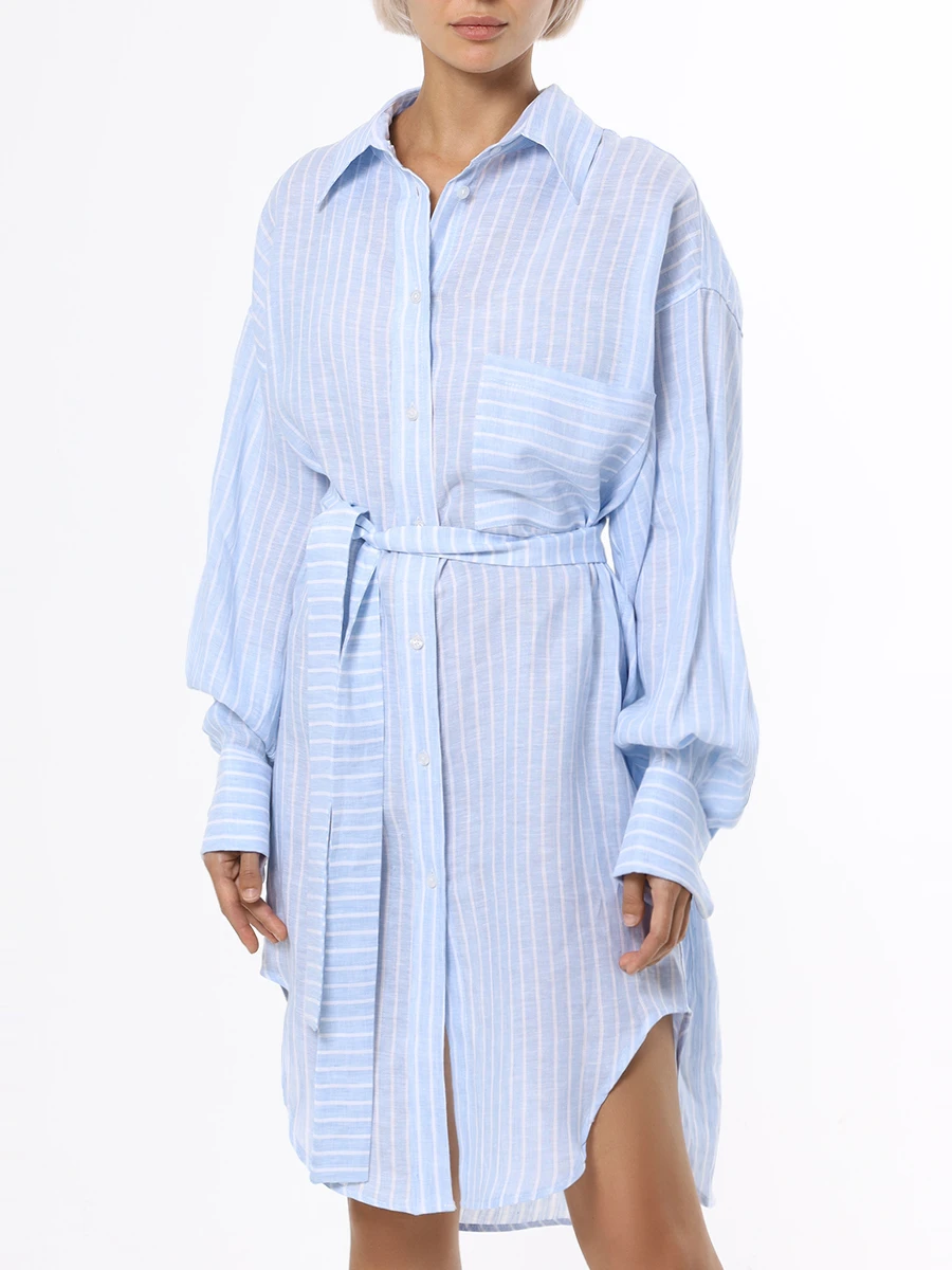 Платье-рубашка льняная FORTE DEI MARMI COUTURE 23SF7614 Белый  Фото 4