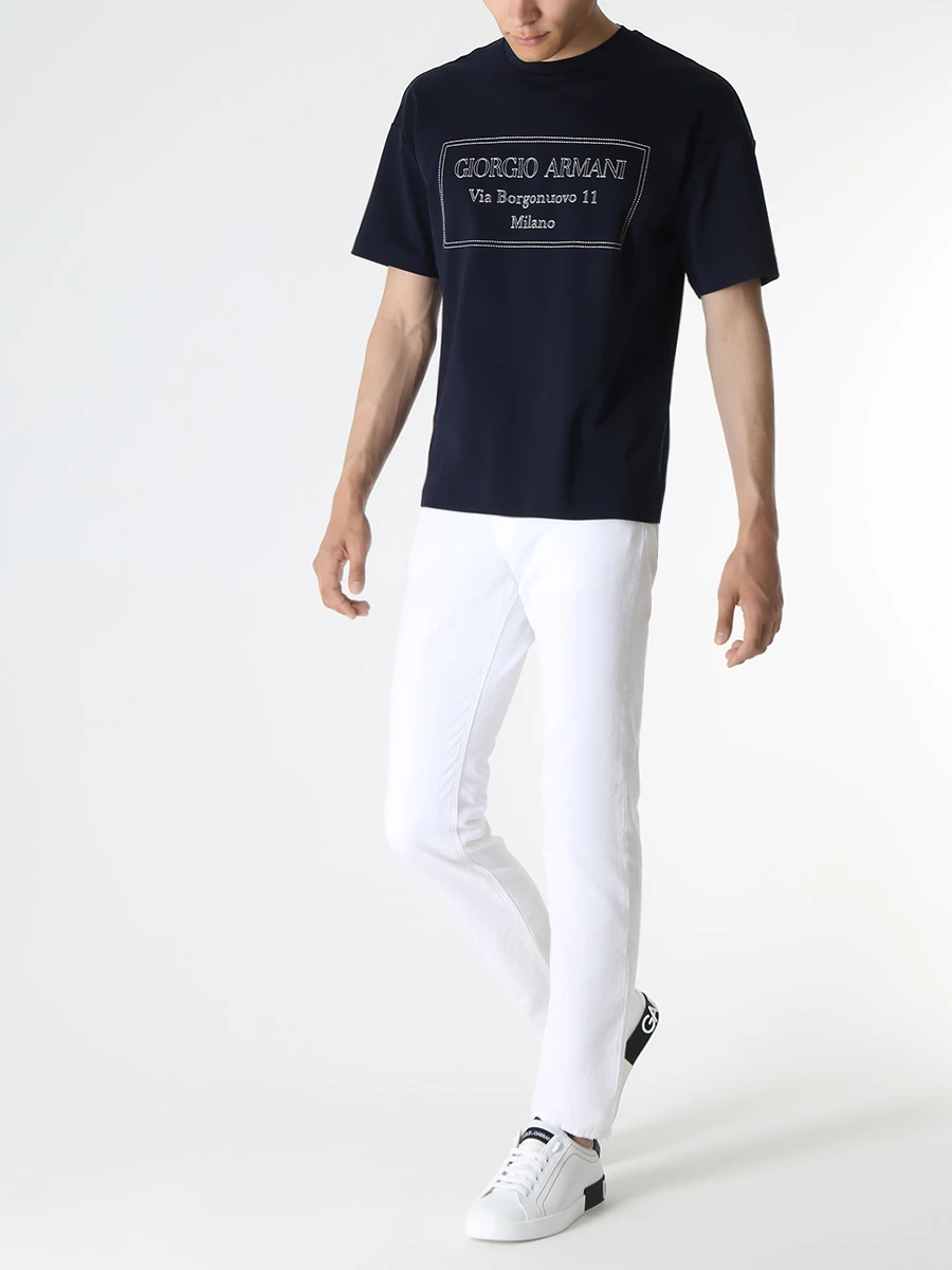 Футболка хлопковая GIORGIO ARMANI 6RSM53 SJFBZ UBWF Синий  Фото 2