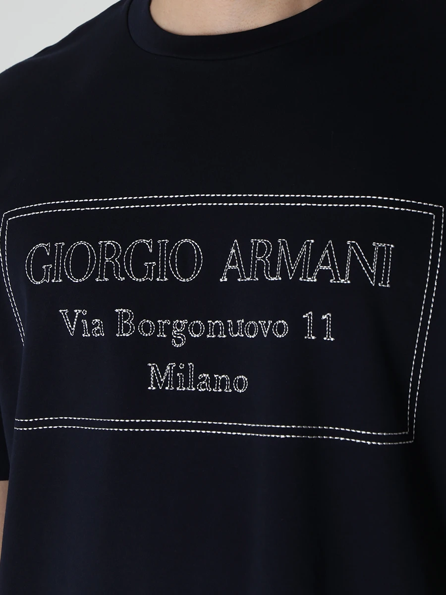 Футболка хлопковая GIORGIO ARMANI 6RSM53 SJFBZ UBWF Синий  Фото 5