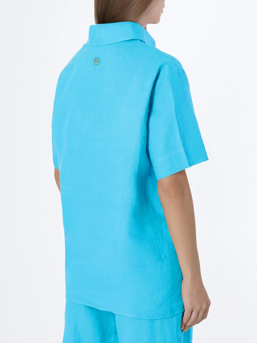 Рубашка льняная LEAH Peacock, размер 38, цвет бирюзовый - фото 3