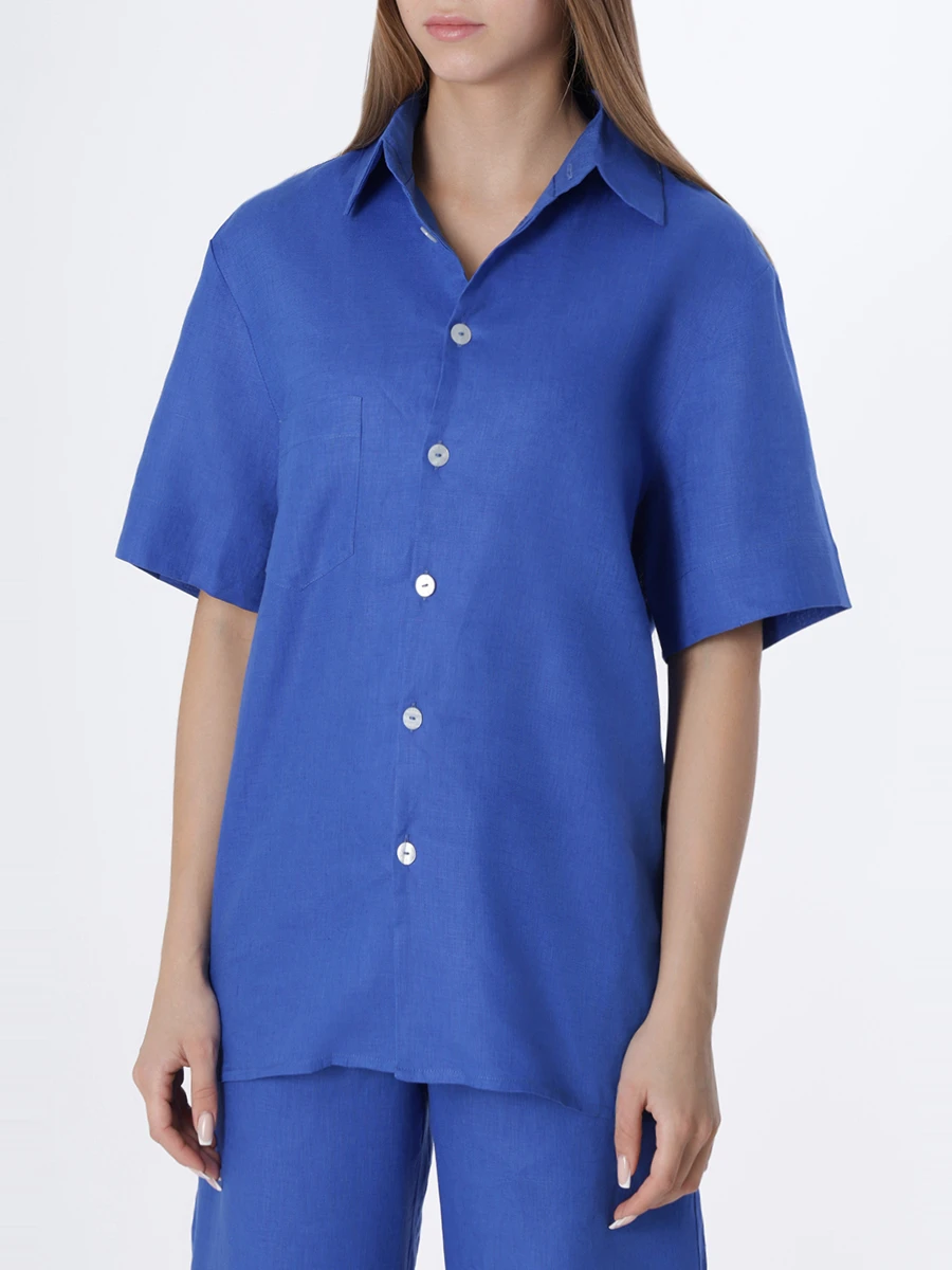 Рубашка льняная LEAH Princess, размер 38, цвет синий - фото 4