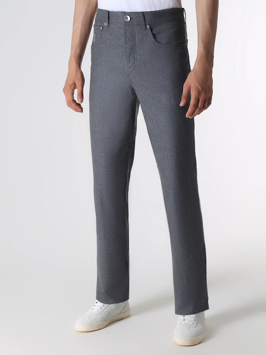 Брюки шерстяные BRUNELLO CUCINELLI ME226B1780 C003 Серый  Фото 4