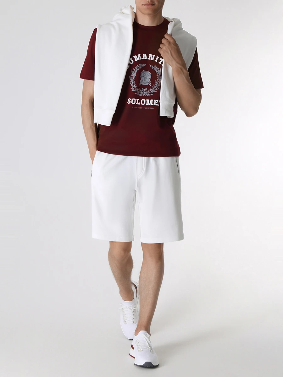 Футболка хлопковая BRUNELLO CUCINELLI M0T718452 CJC40 Бордовый  Фото 2