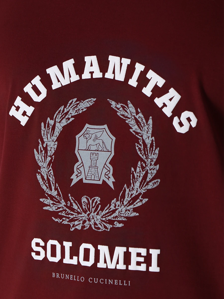Футболка хлопковая BRUNELLO CUCINELLI M0T718452 CJC40 Бордовый  Фото 5
