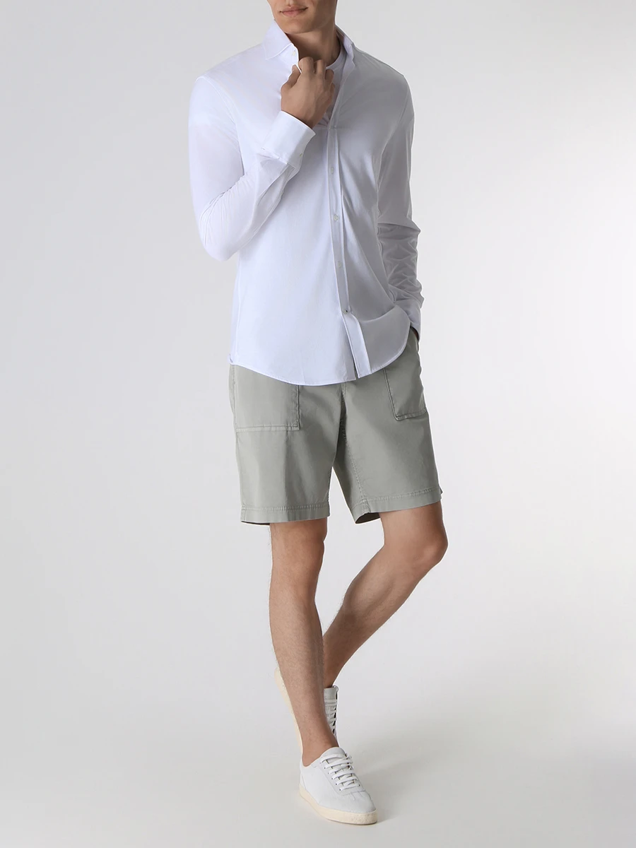 Рубашка Slim Fit хлопковая BRUNELLO CUCINELLI MTS406686 C159 Slim Белый  Фото 2