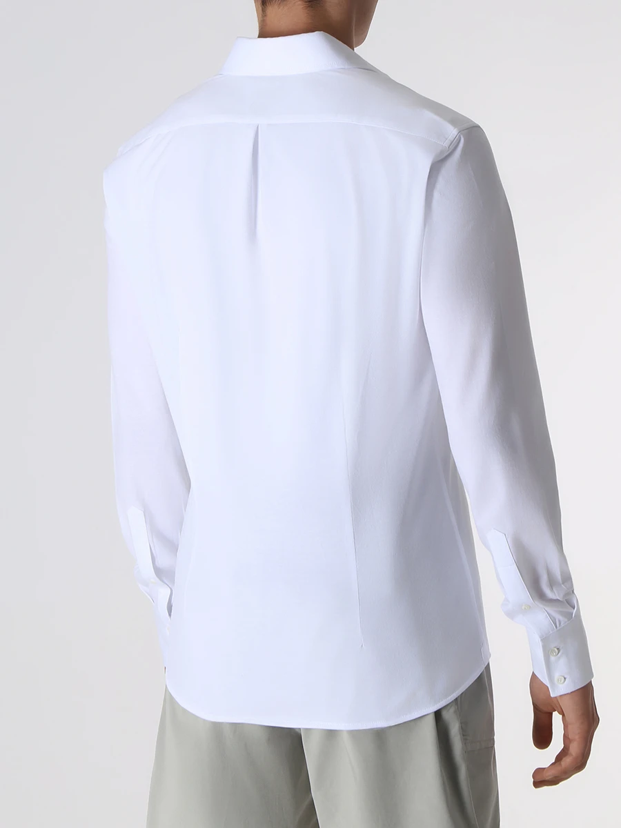 Рубашка Slim Fit хлопковая BRUNELLO CUCINELLI MTS406686 C159 Slim Белый  Фото 3