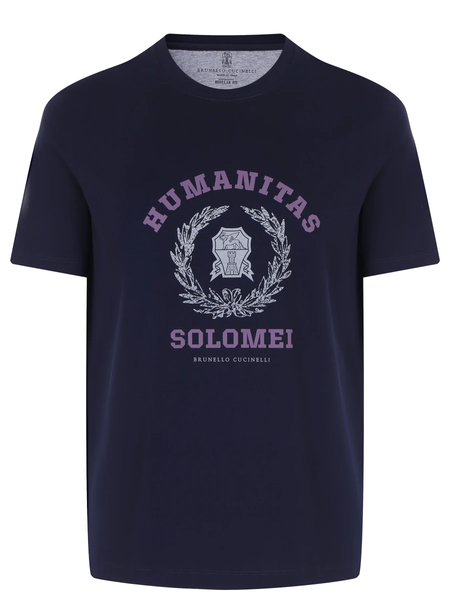 Футболка хлопковая BRUNELLO CUCINELLI M0T718452 CLW24 Темно- Синий 