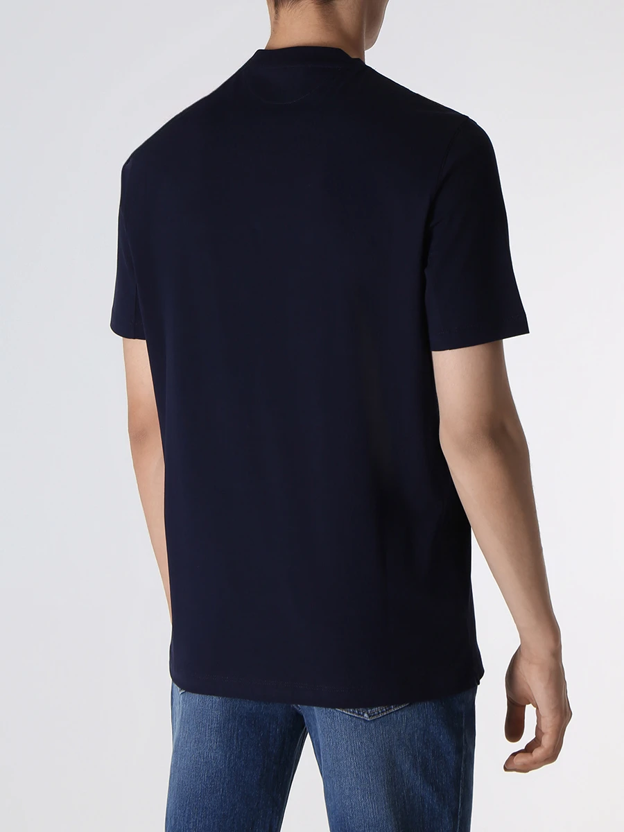Футболка хлопковая BRUNELLO CUCINELLI M0T718452 CLW24 Темно- Синий  Фото 3