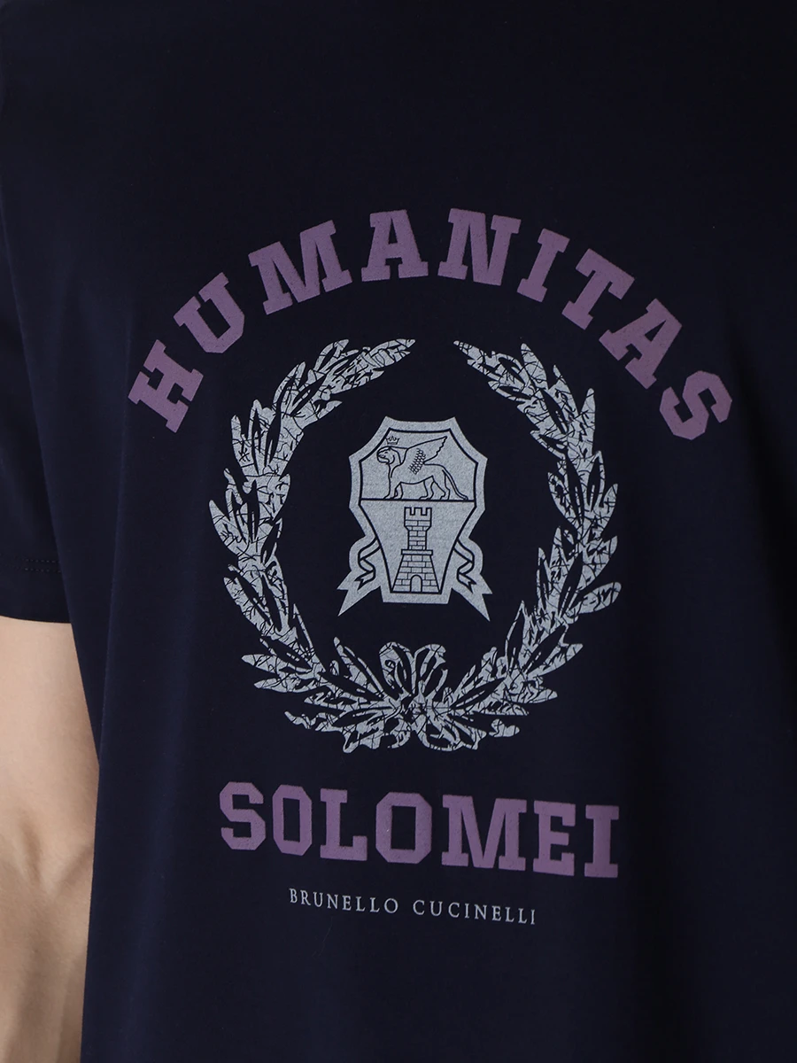 Футболка хлопковая BRUNELLO CUCINELLI M0T718452 CLW24 Темно- Синий  Фото 5