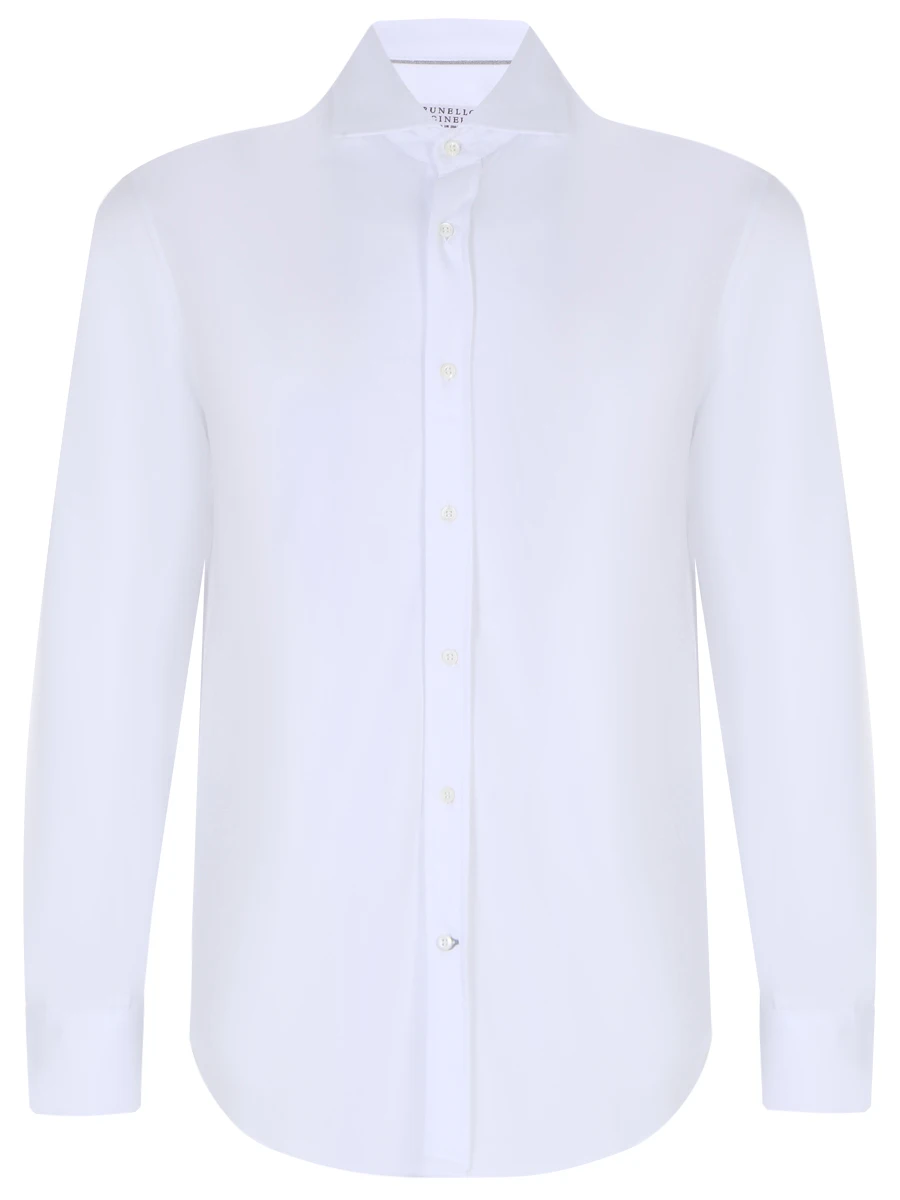 Рубашка Regular Fit хлопковая BRUNELLO CUCINELLI MTB406686 C159 Basic, размер 50, цвет белый - фото 1