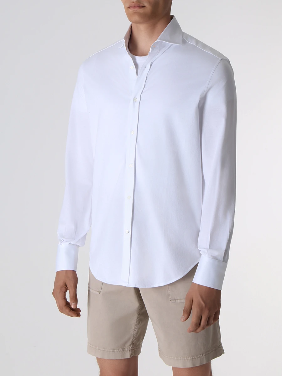 Рубашка Regular Fit хлопковая BRUNELLO CUCINELLI MTB406686 C159 Basic, размер 50, цвет белый - фото 4