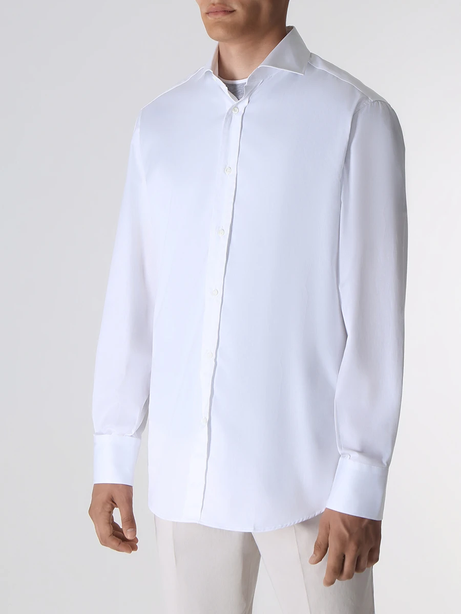 Рубашка Regular Fit хлопковая BRUNELLO CUCINELLI M0UC40028 C159, размер 52, цвет белый - фото 4