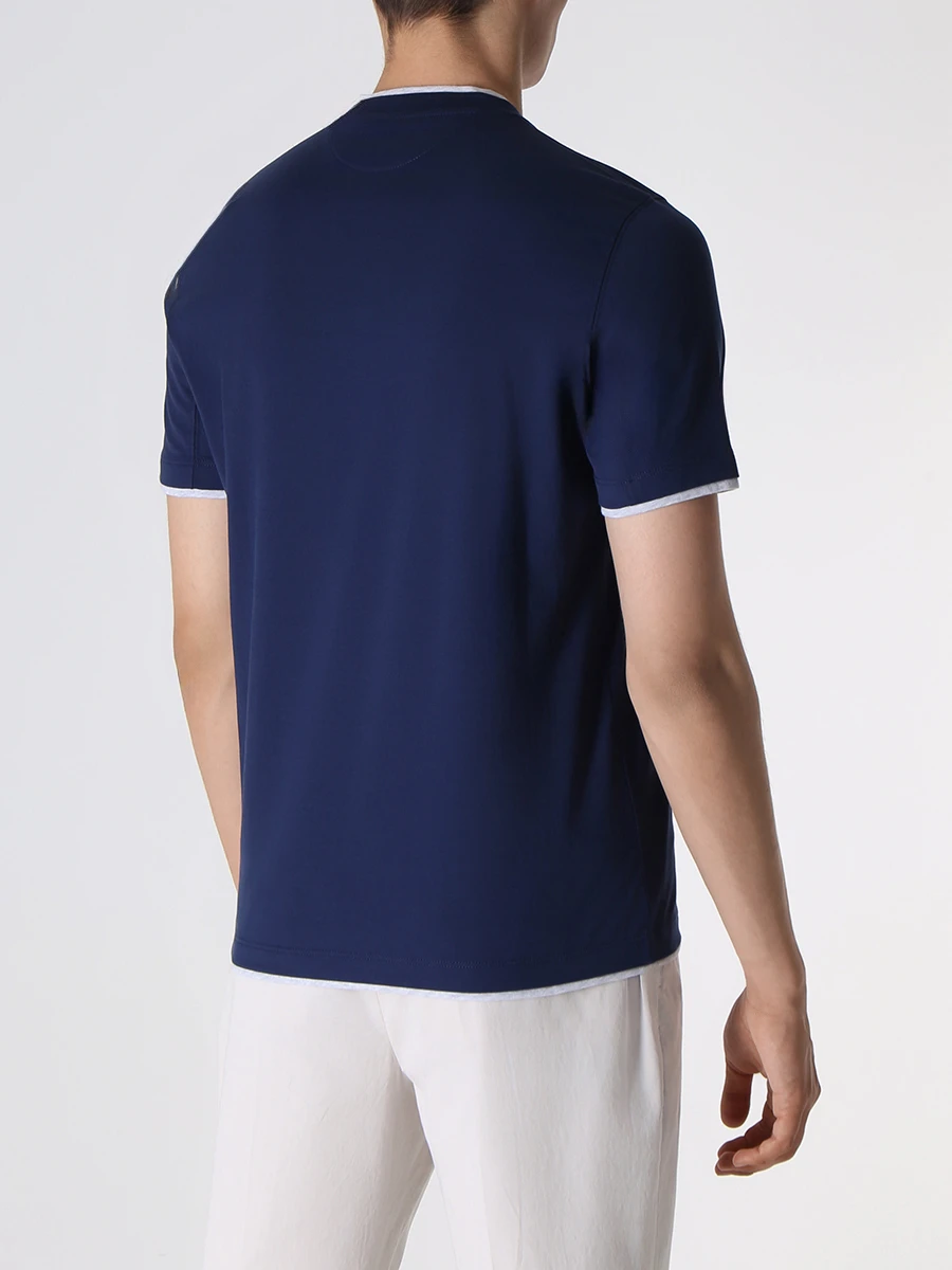 Футболка хлопковая BRUNELLO CUCINELLI M0T717427 CMD03 Синий  Фото 3