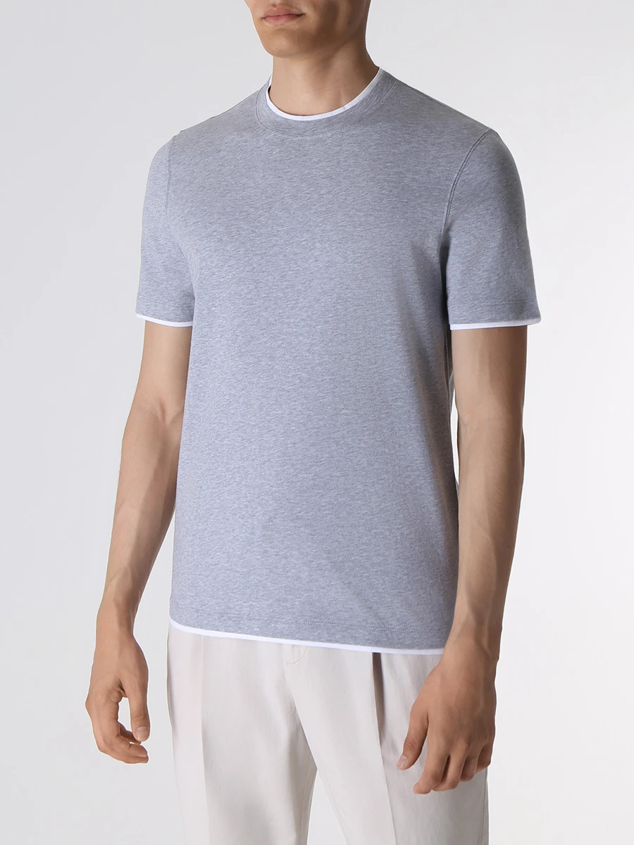 Футболка хлопковая BRUNELLO CUCINELLI M0T717427 CB440 Серый  Фото 4