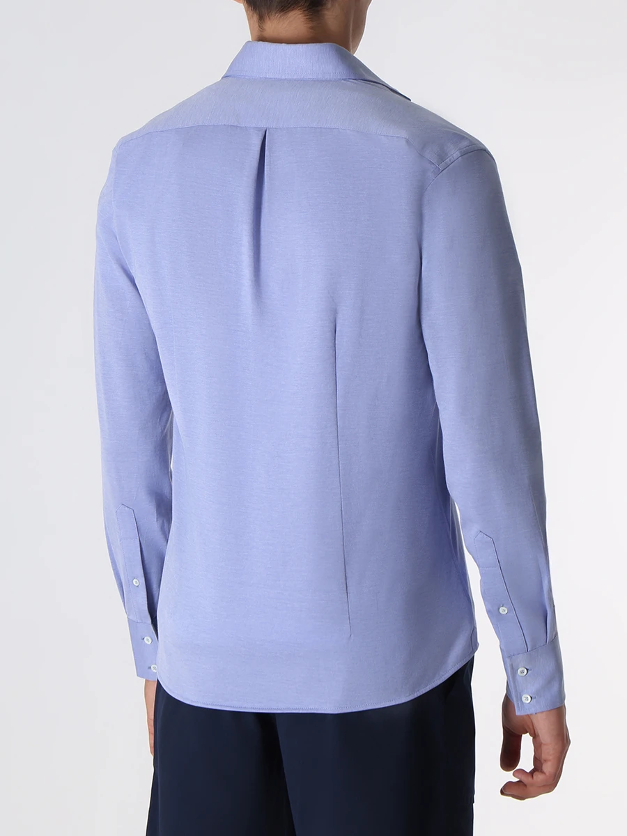 Рубашка Slim Fit хлопковая BRUNELLO CUCINELLI MTS406686 C9665 Голубой  Фото 3