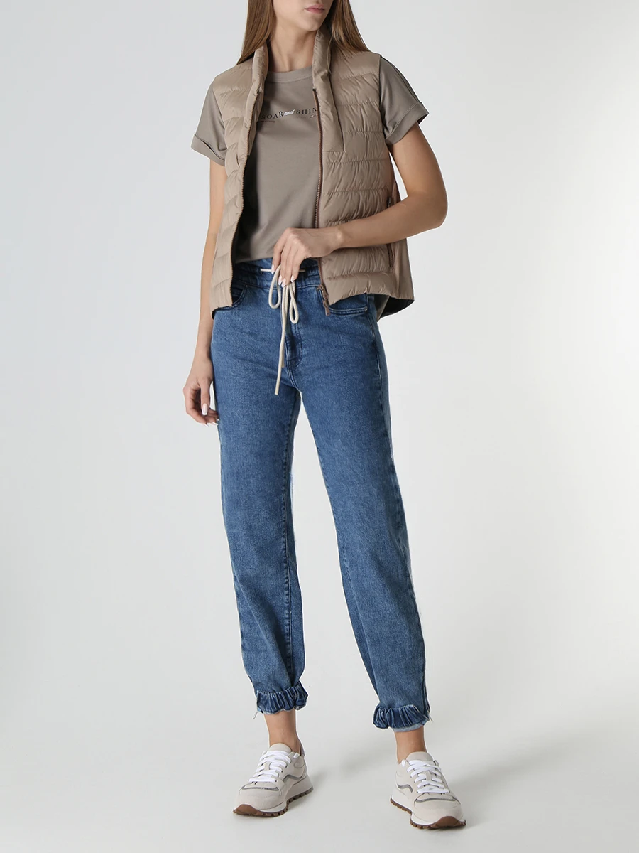 Футболка хлопковая BRUNELLO CUCINELLI M0A45BF620 C8909 Бежевый  Фото 2