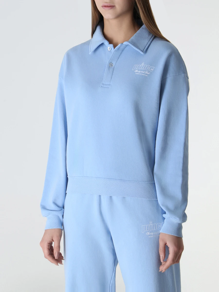 Толстовка хлопковая SPORTY & RICH PO1061BL Голубой  Фото 4