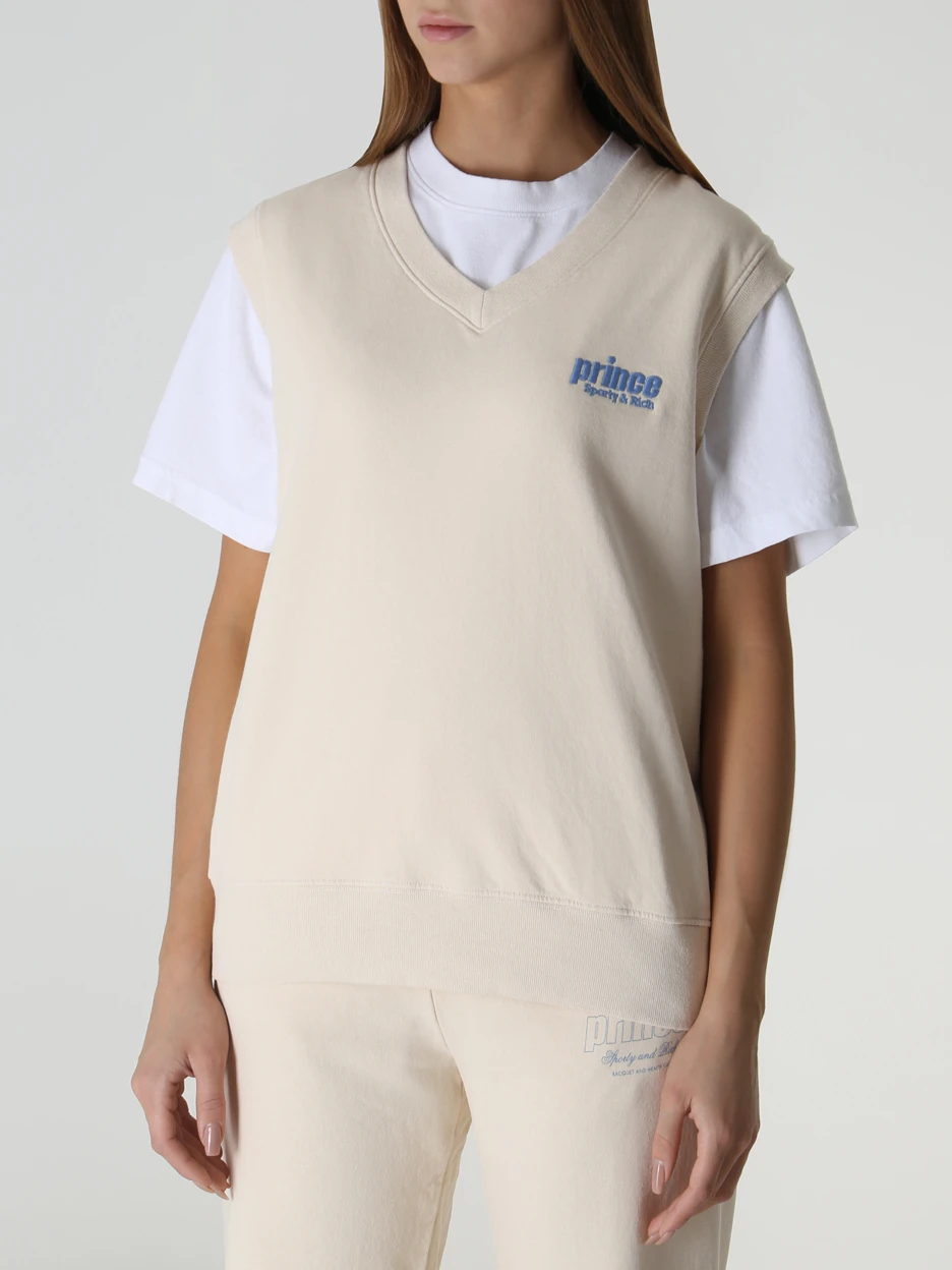 Жилет хлопковый SPORTY & RICH VN1061CR Кремовый  Фото 4