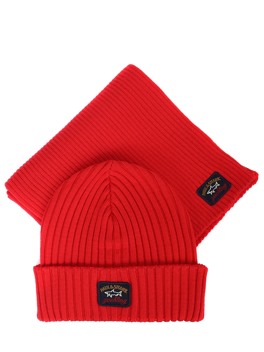 Комплект шапка и шарф PAUL & SHARK KITXMAS/577, размер Один размер, цвет красный