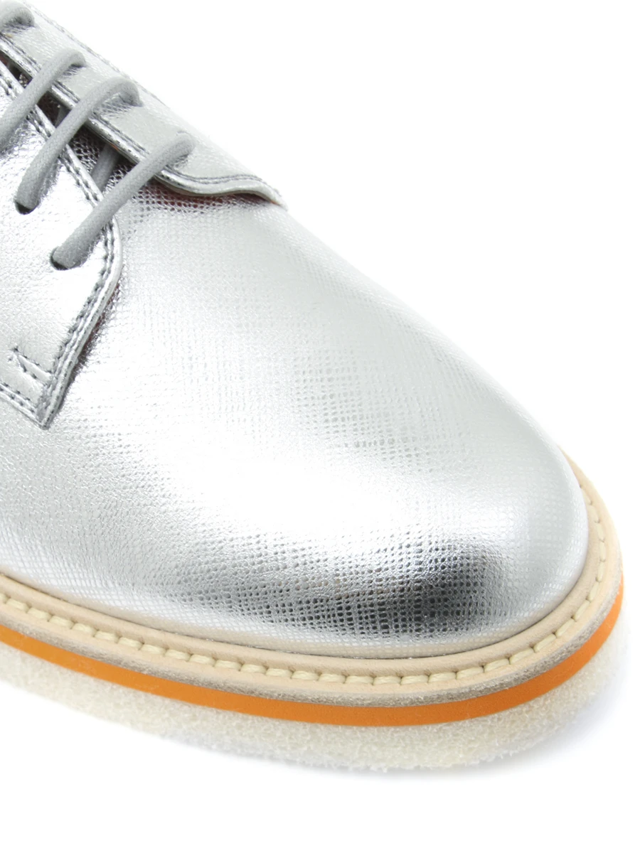 Туфли-дерби из кожи металлик SANTONI WUSS57980QARROGMD50, размер 39, цвет серебряный - фото 5