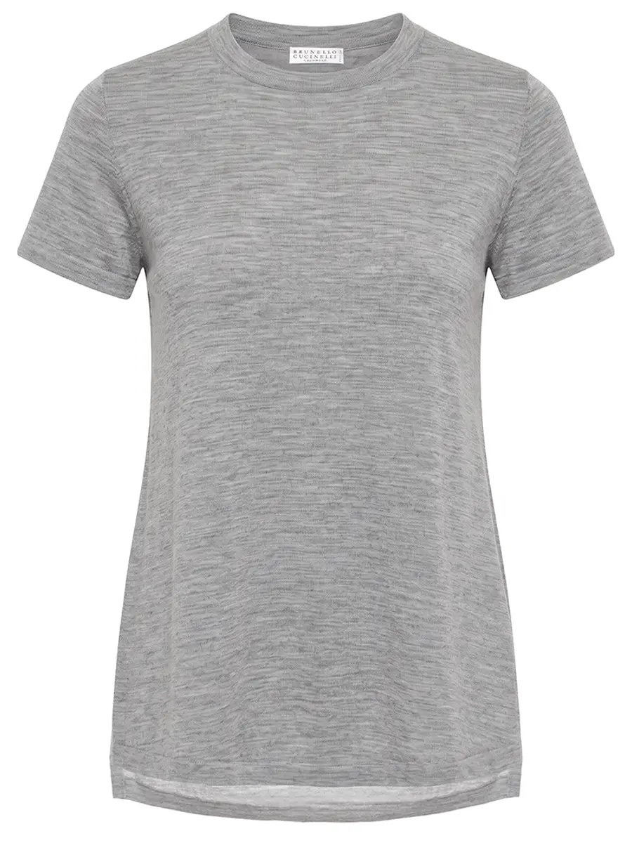 Футболка из шерсти BRUNELLO CUCINELLI m14813500 c073 Серый 