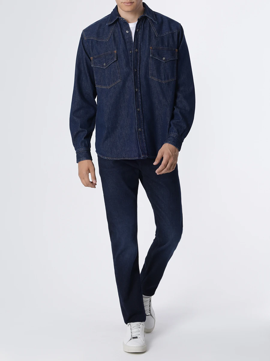 Рубашка Regular Fit джинсовая BOSS 50489489/404, размер 52, цвет синий 50489489/404 - фото 2