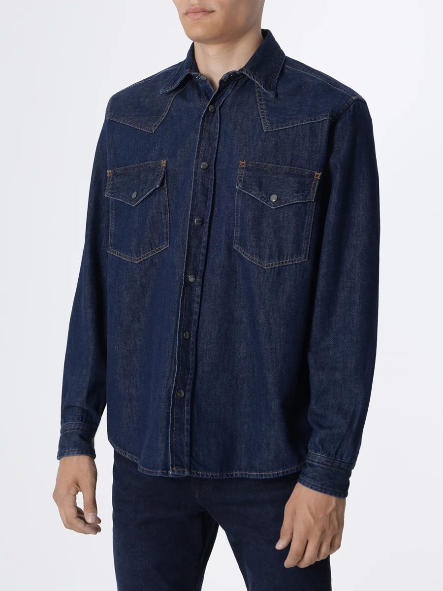 Рубашка Regular Fit джинсовая BOSS 50489489/404, размер 52, цвет синий 50489489/404 - фото 4