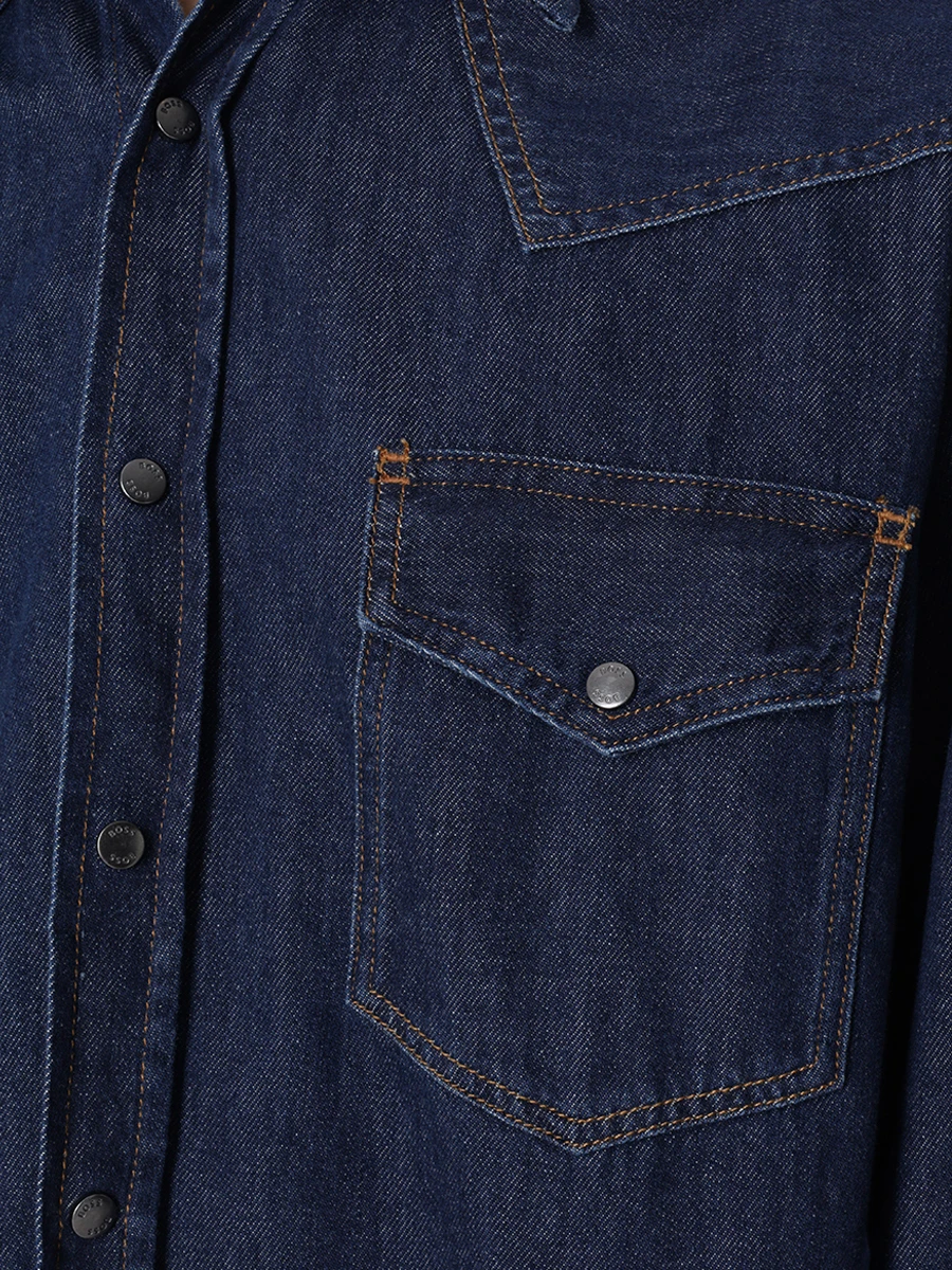 Рубашка Regular Fit джинсовая BOSS 50489489/404, размер 52, цвет синий 50489489/404 - фото 5