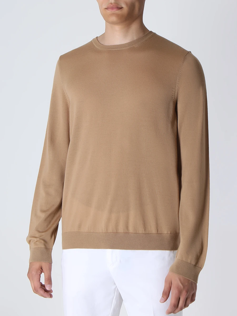 Джемпер шерстяной BOSS 50468239/260 Бежевый  Фото 4