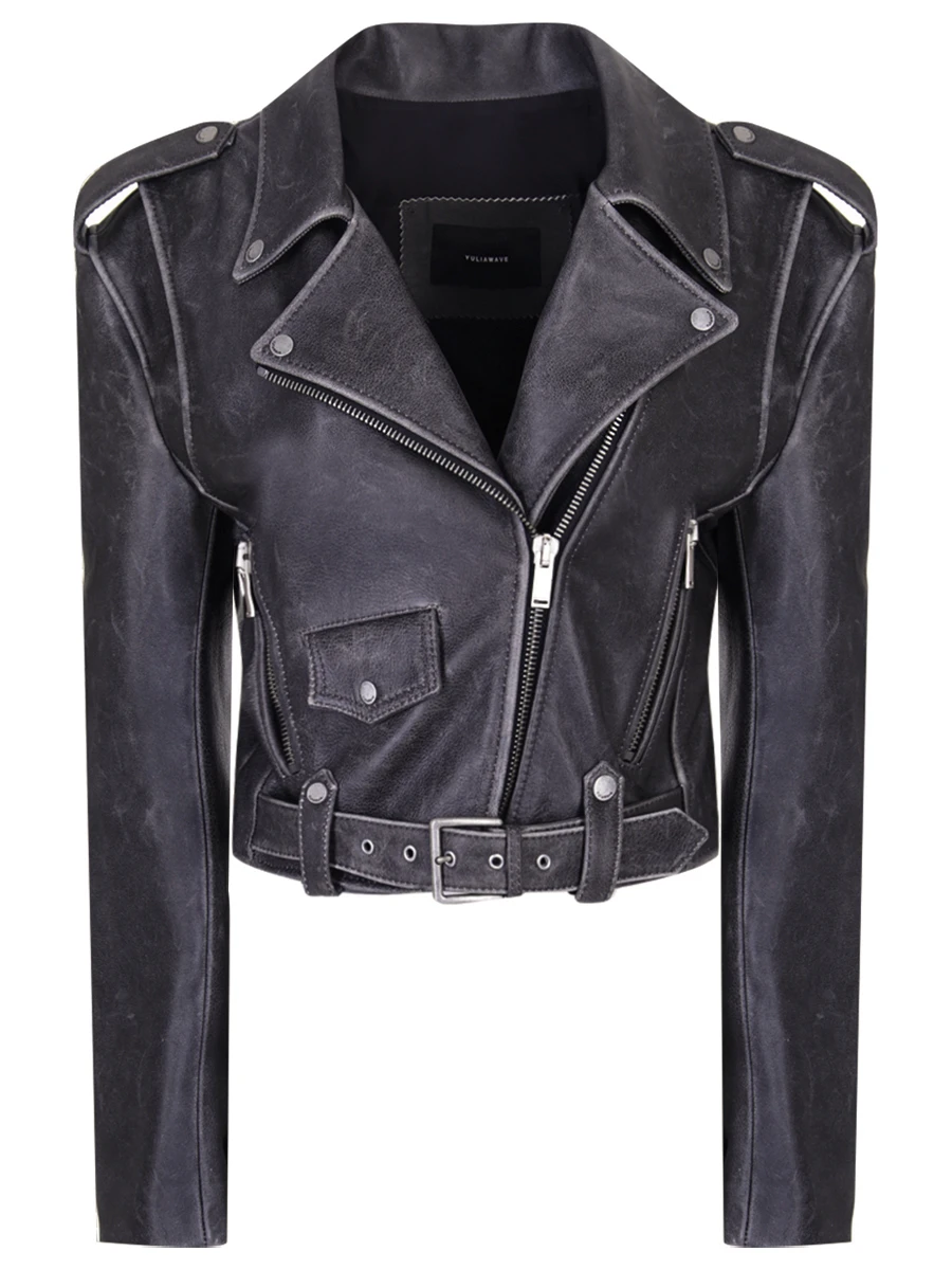 

Куртка-косуха кожаная, Серый, 1D3LT01201654GRAM