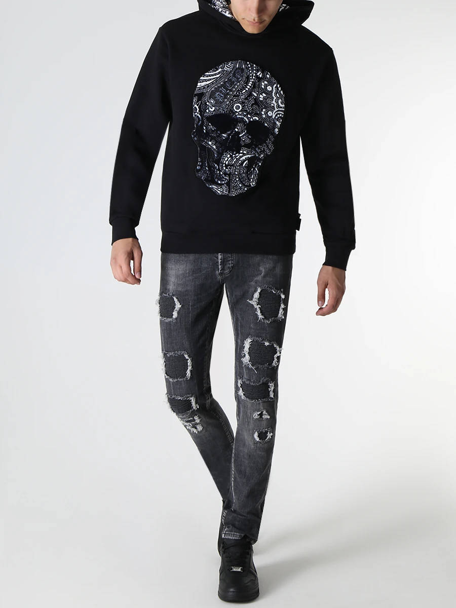 Джинсы Slim Fit хлопковые PHILIPP PLEIN MDT3547/72 Серый  Фото 2