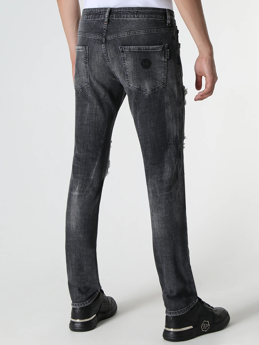 Джинсы Slim Fit хлопковые PHILIPP PLEIN MDT3547/72 Серый  Фото 3